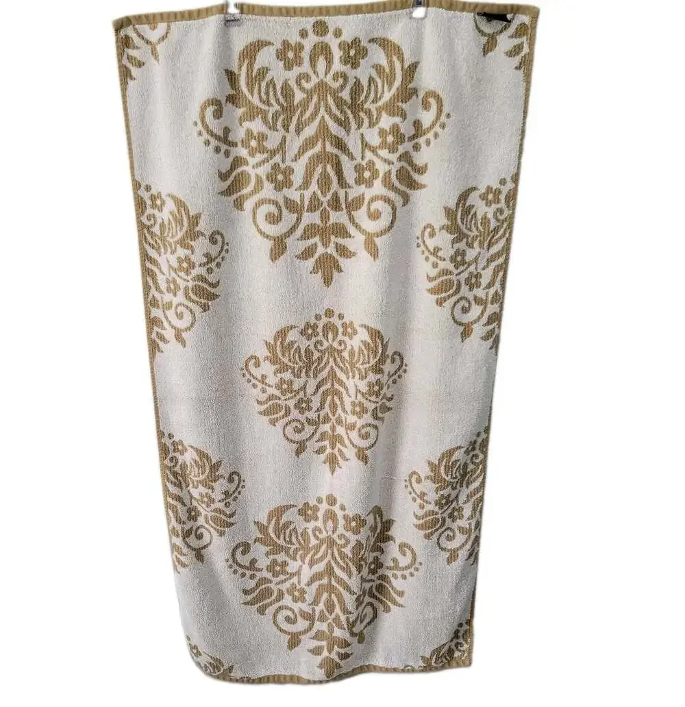 Tahari Home Bath Towel Floral Beige White 26